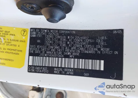 2006 Toyota Highlander Hybrid V6 from USA, damaged, VIN JTEEW21A260010606